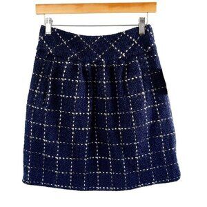 ANTHROPOLOGIE Maeve Womens Skirt Blue White Plaid Wool sz(0)